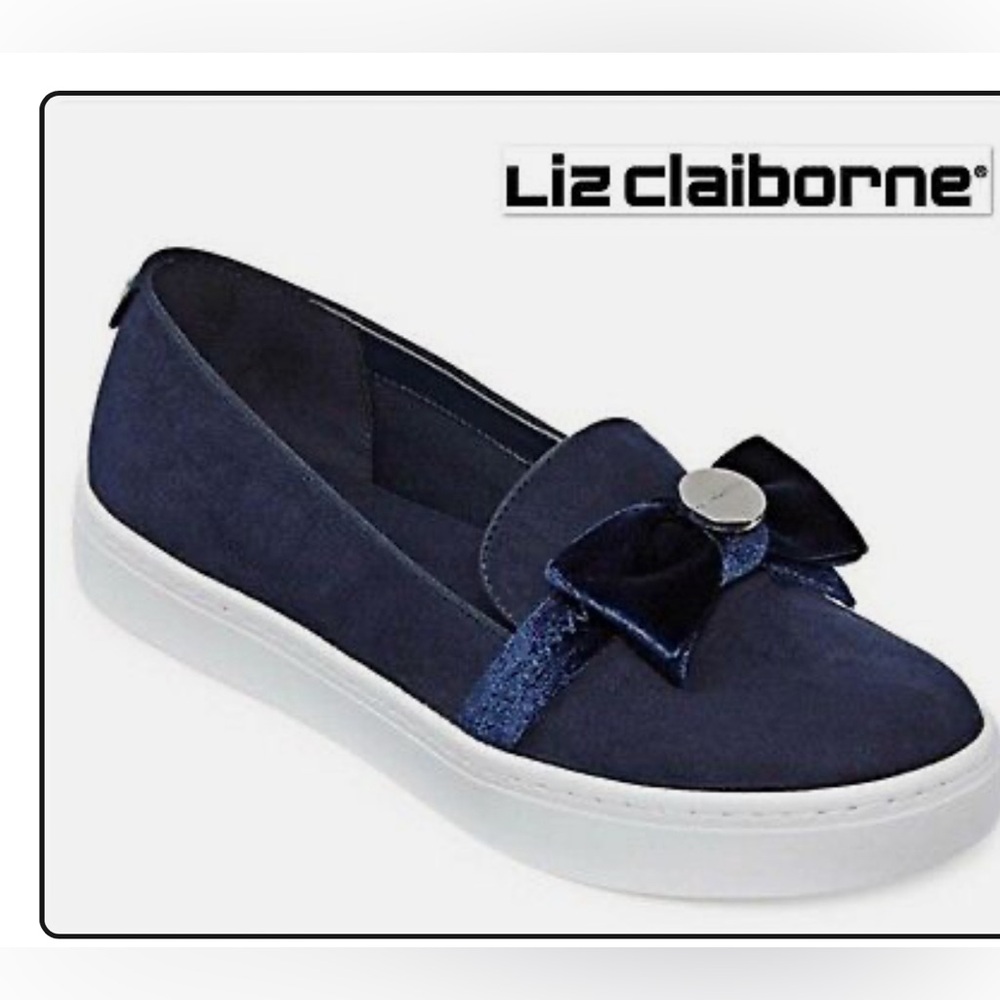 Liz Claiborne Weaver Slip on Sneakers Navy Blue Loafer Shoes